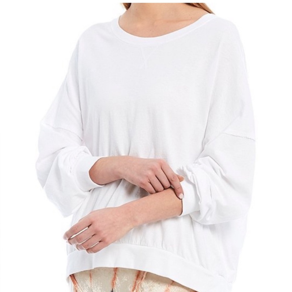 We The Free Oversized Dropped Shoulder Long Sleeve Shirt Size Small Off White